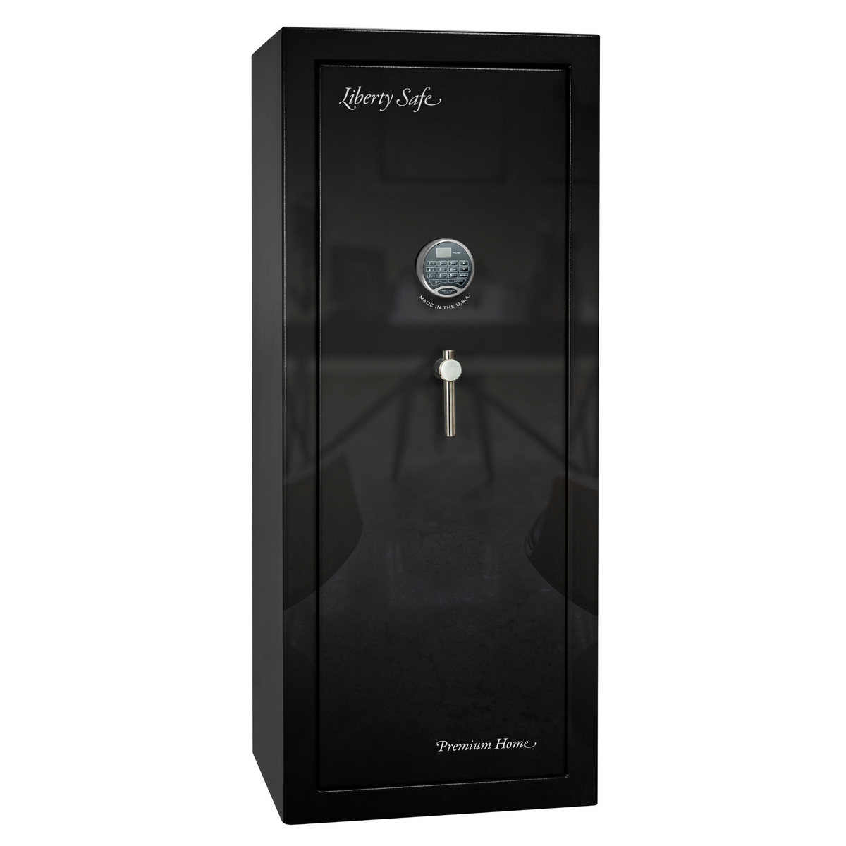 Premium Home Series | Level 7 Security | 2 Hour Fire Protection | 17 | Dimensions: 59.25"(H) x 24"(W) x 20.25"(D) | Black Gloss Chrome - Closed Door